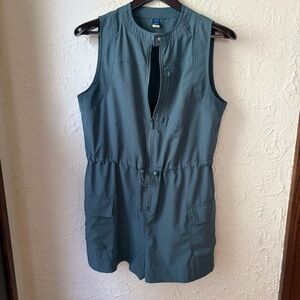 Old Navy Utility Romper Womens Medium Aqua Sleeveless Zip Front